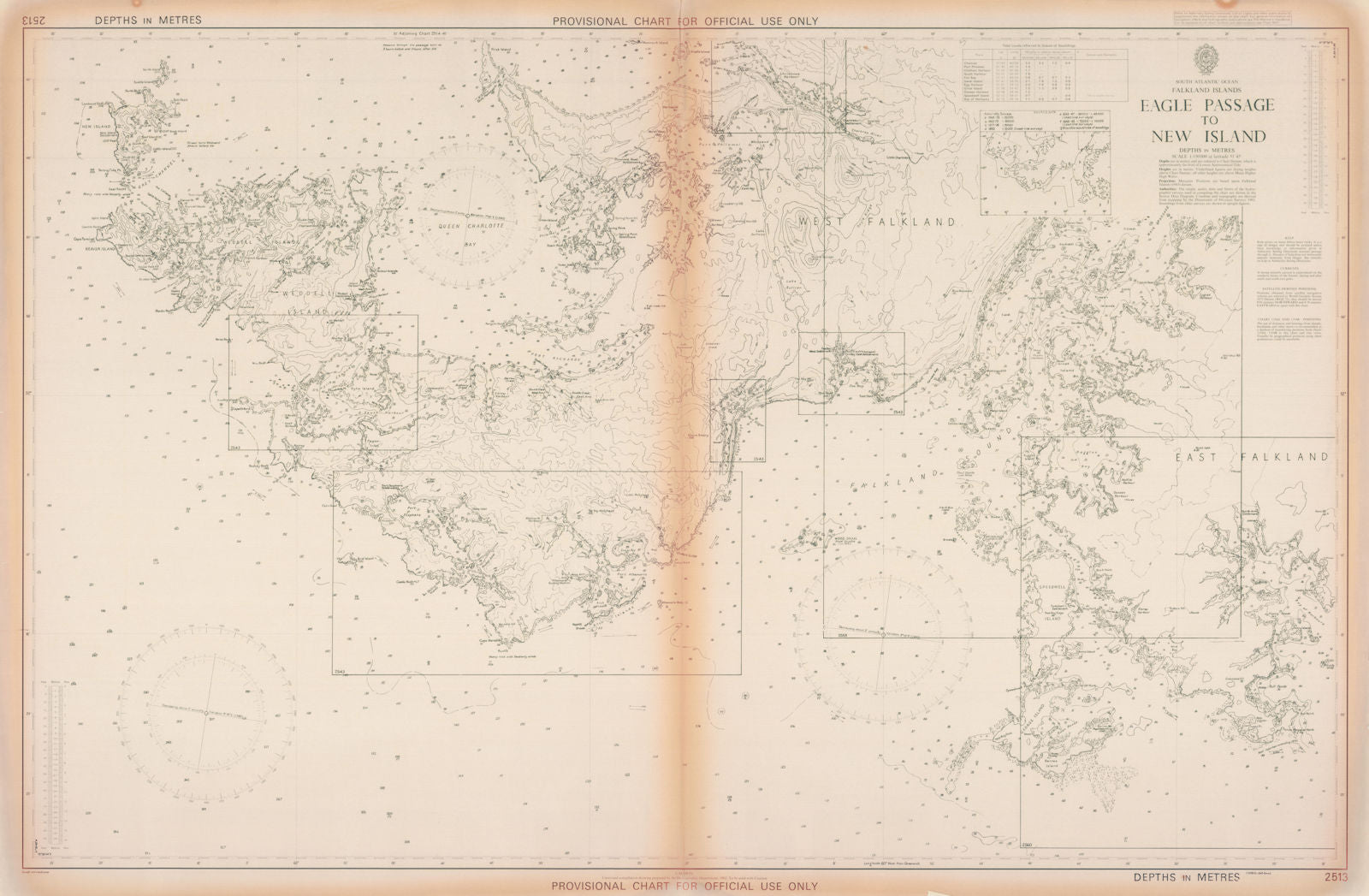 Falkland Islands Eagle Passage-New Island Admiralty chart HMS Glamorgan 1982 map